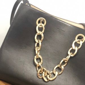 MANGO black leather handbag tote